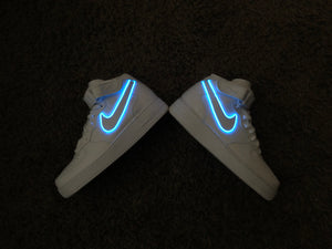 White Nike Air Force Mid 1 Light Up Shoes 10 Colors of Light Upgrade
